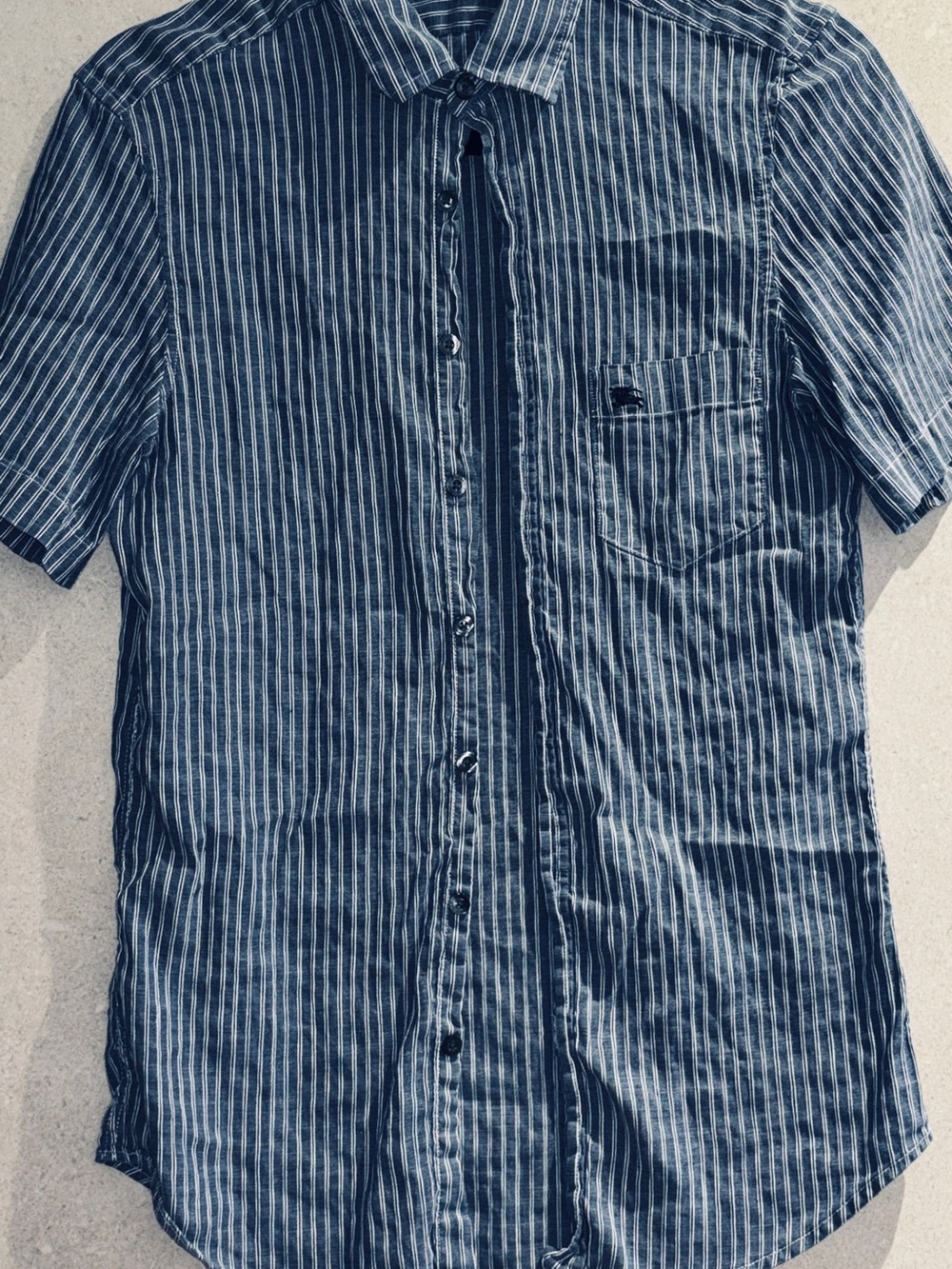 Burberry London Slim Fit Men’s Striped Short Sleeve Button Shirt